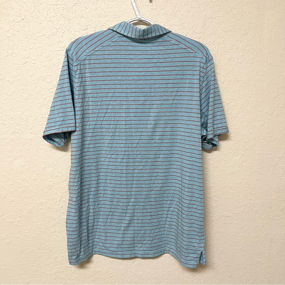 Tasc Performance Polo Shirt Mens Blue Stripe Organic Cotton Viscose Bamboo Sz L - Picture 3 of 6